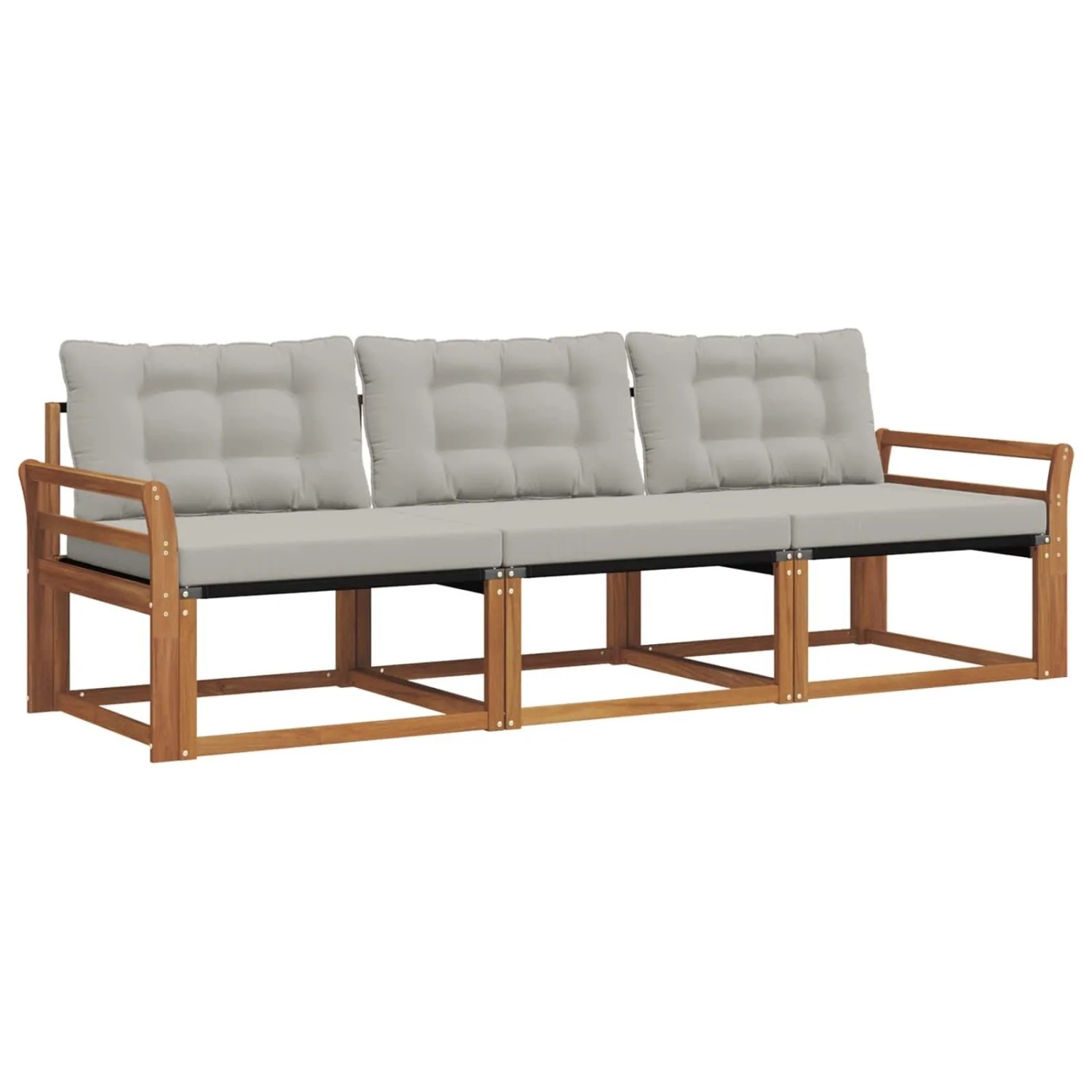vidaXL Outdoor-Sofagarnitur mit Kissen 3-Tlg Natur und Hellgrau 3369146