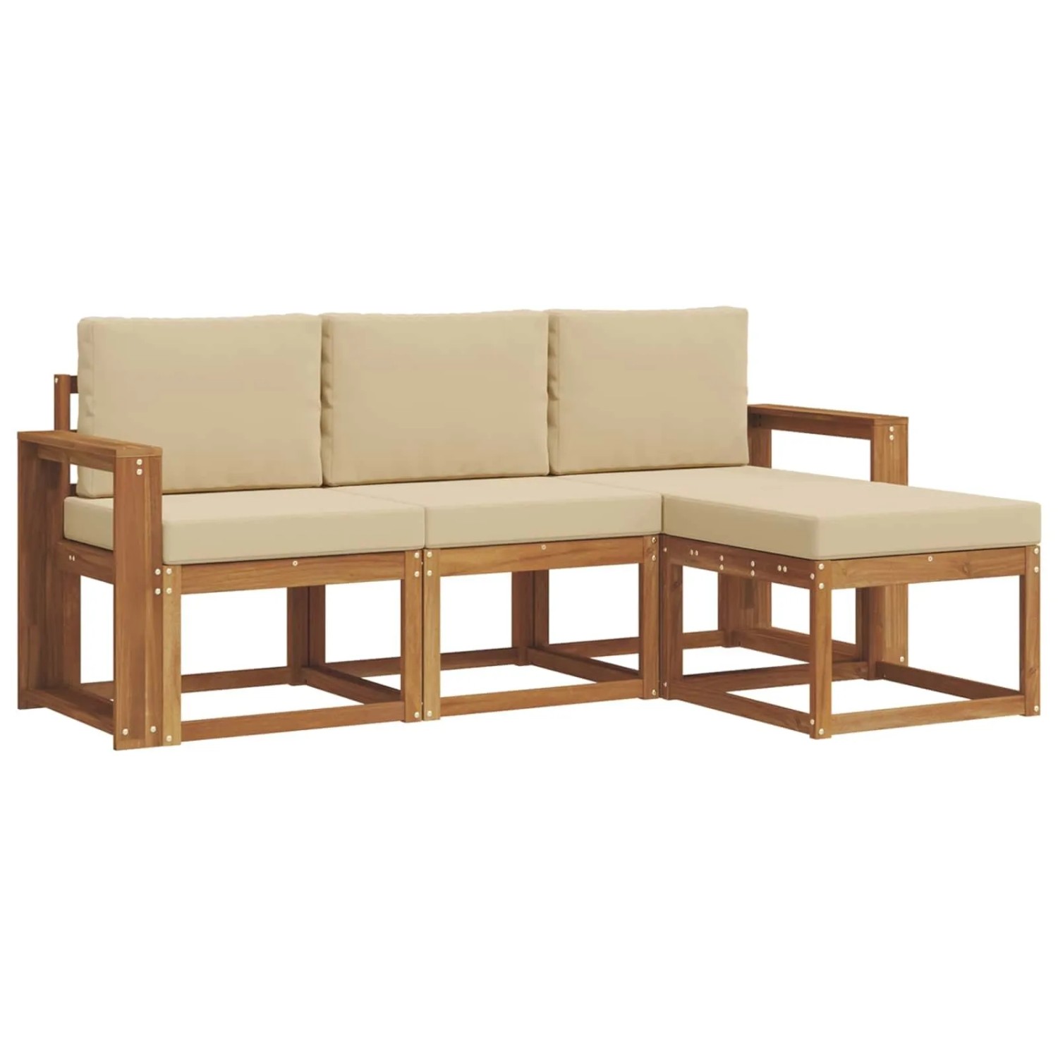 vidaXL Outdoor-Sofagarnitur mit Kissen 4 Stk Natur und Beige 3366226