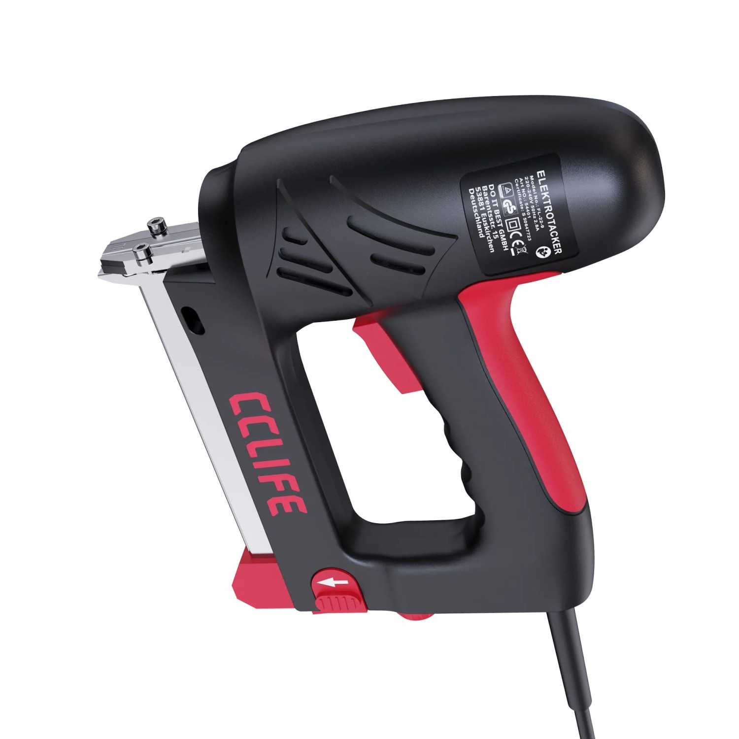 CCLIFE Elektrotacker 30 Schuss/Min. für T- und U-Nägel 15-32 mm mit Tiefenregler