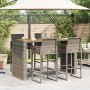 Graues 5-tlg. Gartenbar-Set aus Polyrattan und Akazie von vidaXL für Garten oder Terrasse.