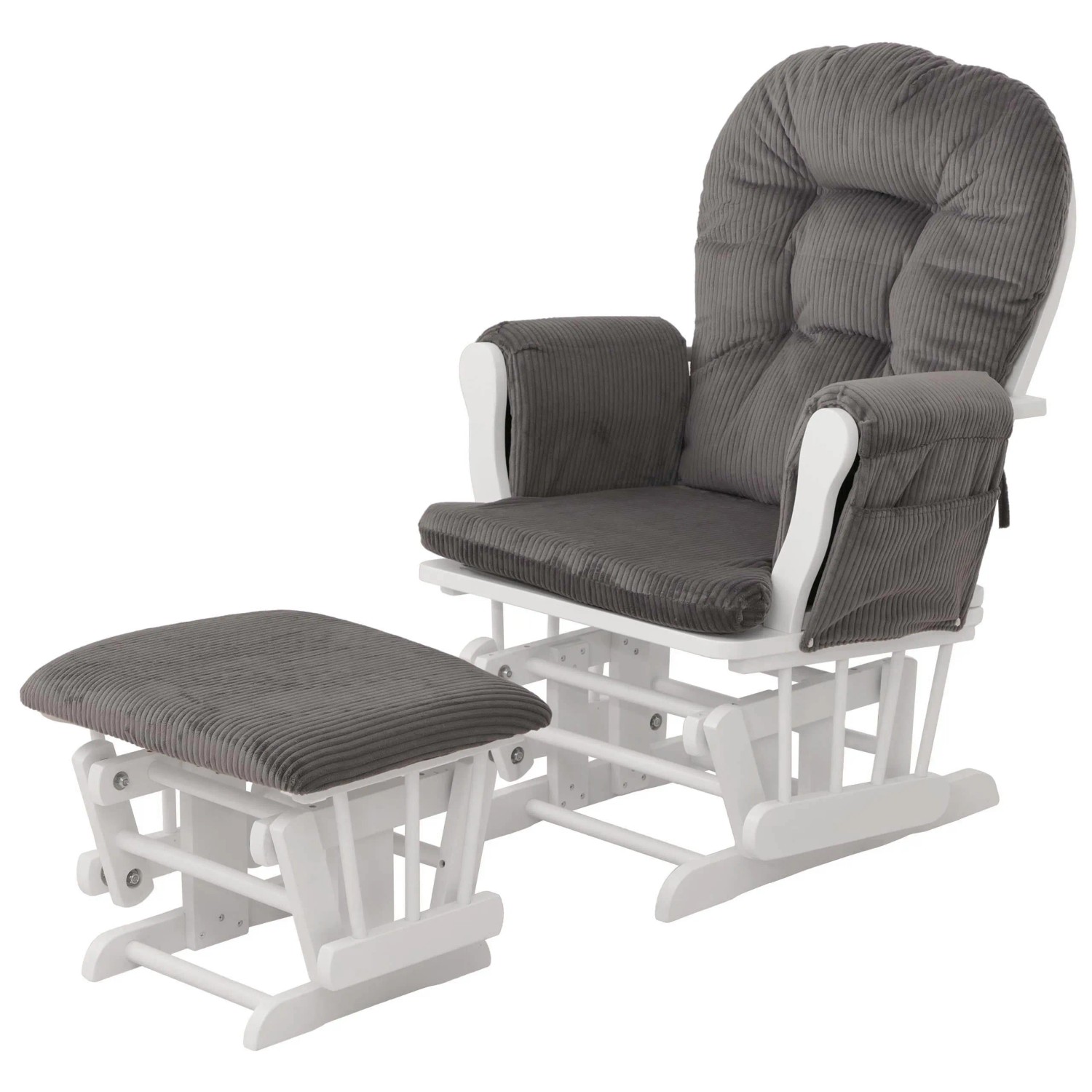 Mcw Relaxsessel C76 Mit Hocker Stoff Cord Öko-Tex Dunkelgrau Gestell Weiß