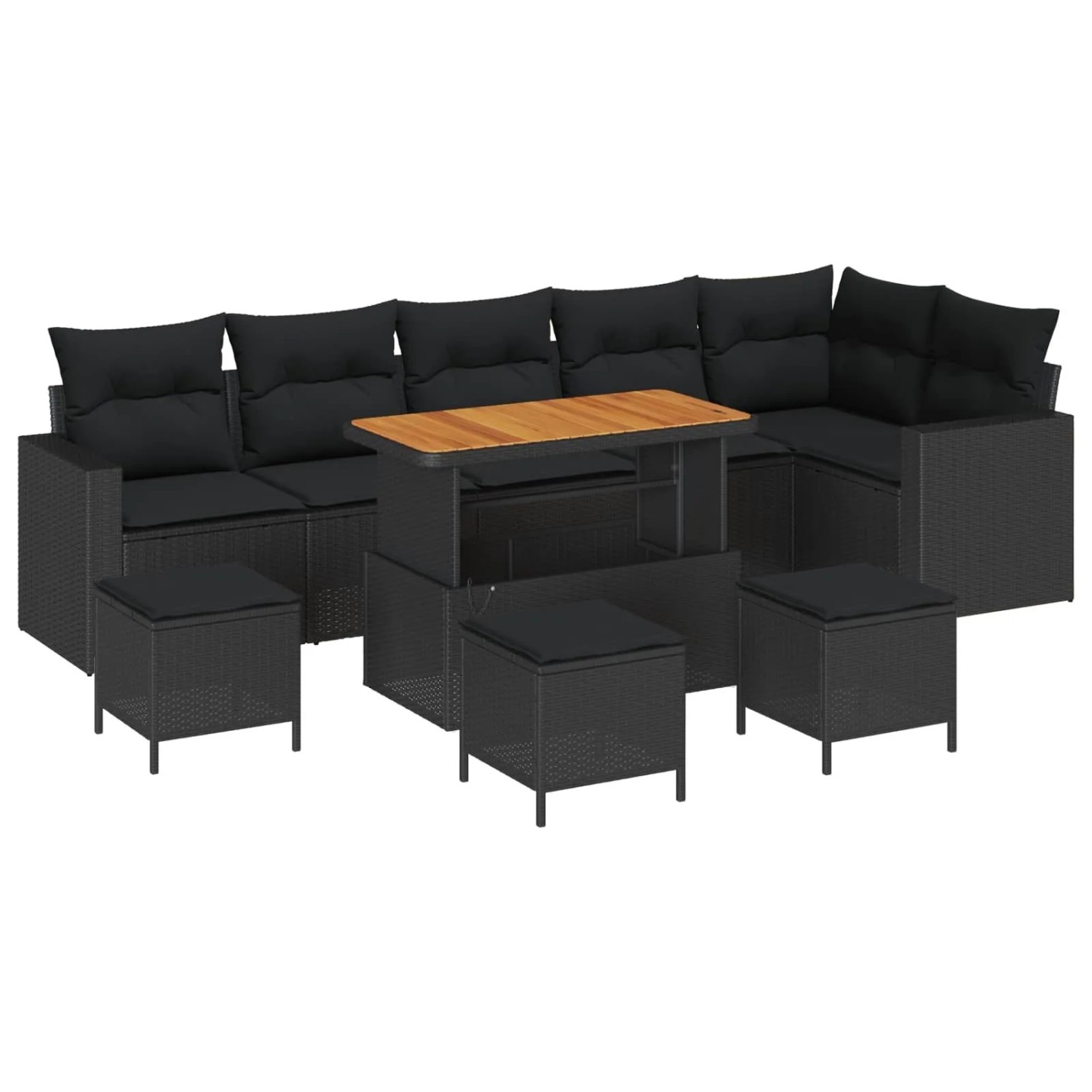 vidaXL Gartensofa-Set mit Kissen 12 Stk Schwarz Poly-Rattan 3363589