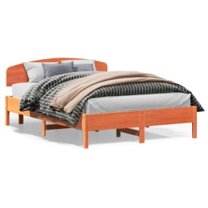 vidaXL Massivholzbett ohne Matratze Wachsbraun 120x200 cm Kiefernholz 3207216
