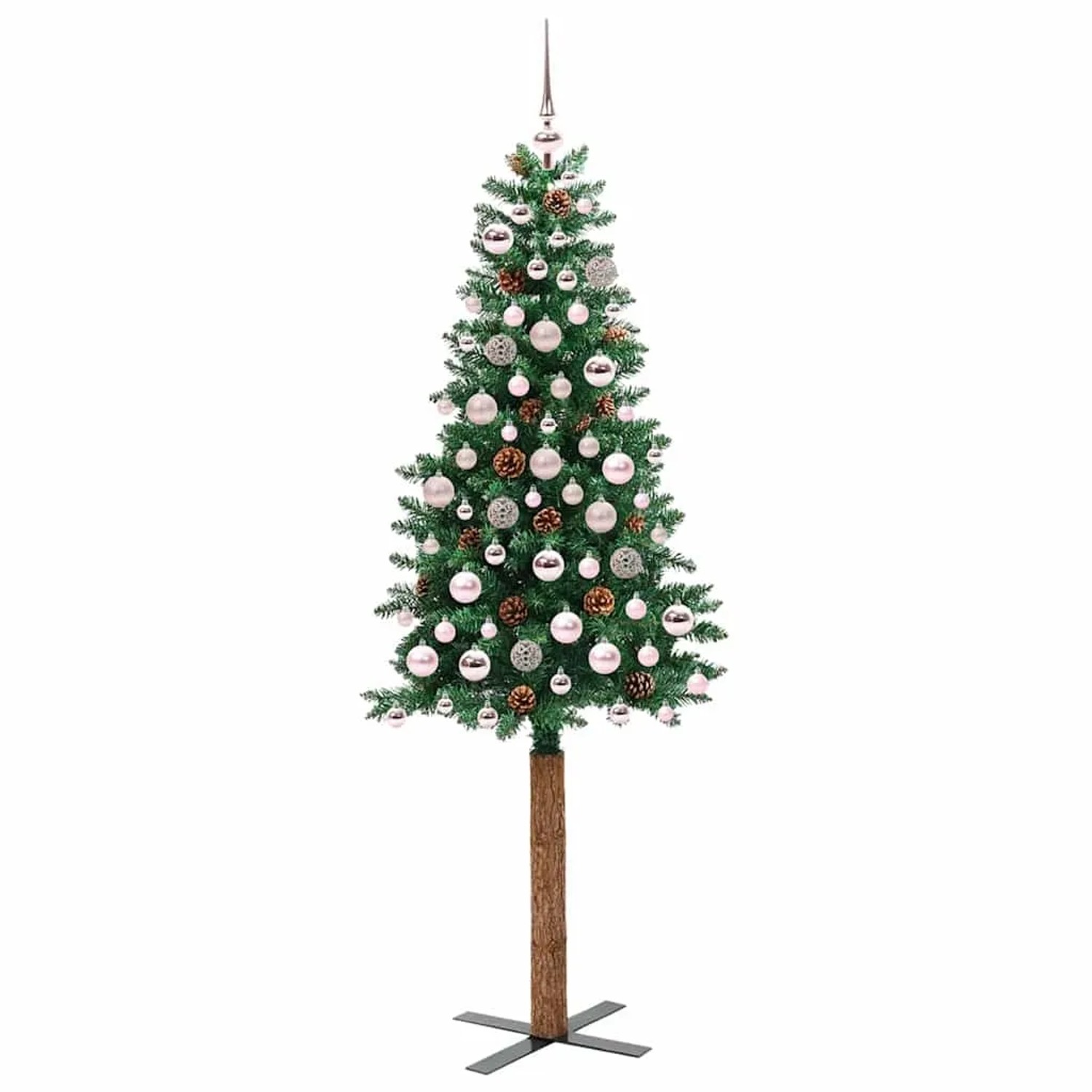 vidaXL Schlanker Weihnachtsbaum mit 300 LEDs mit Ständer Grün 180 cm 3394866