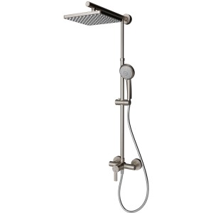 Schulte Duschsystem DuschMaster Rain Classic Eckig in Edelstahloptik mit Kopf- und Handbrause.