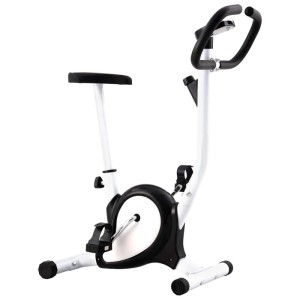 vidaXL Heimtrainer, schwarz-weiß, mit Riemenantrieb für Fitness zu Hause.