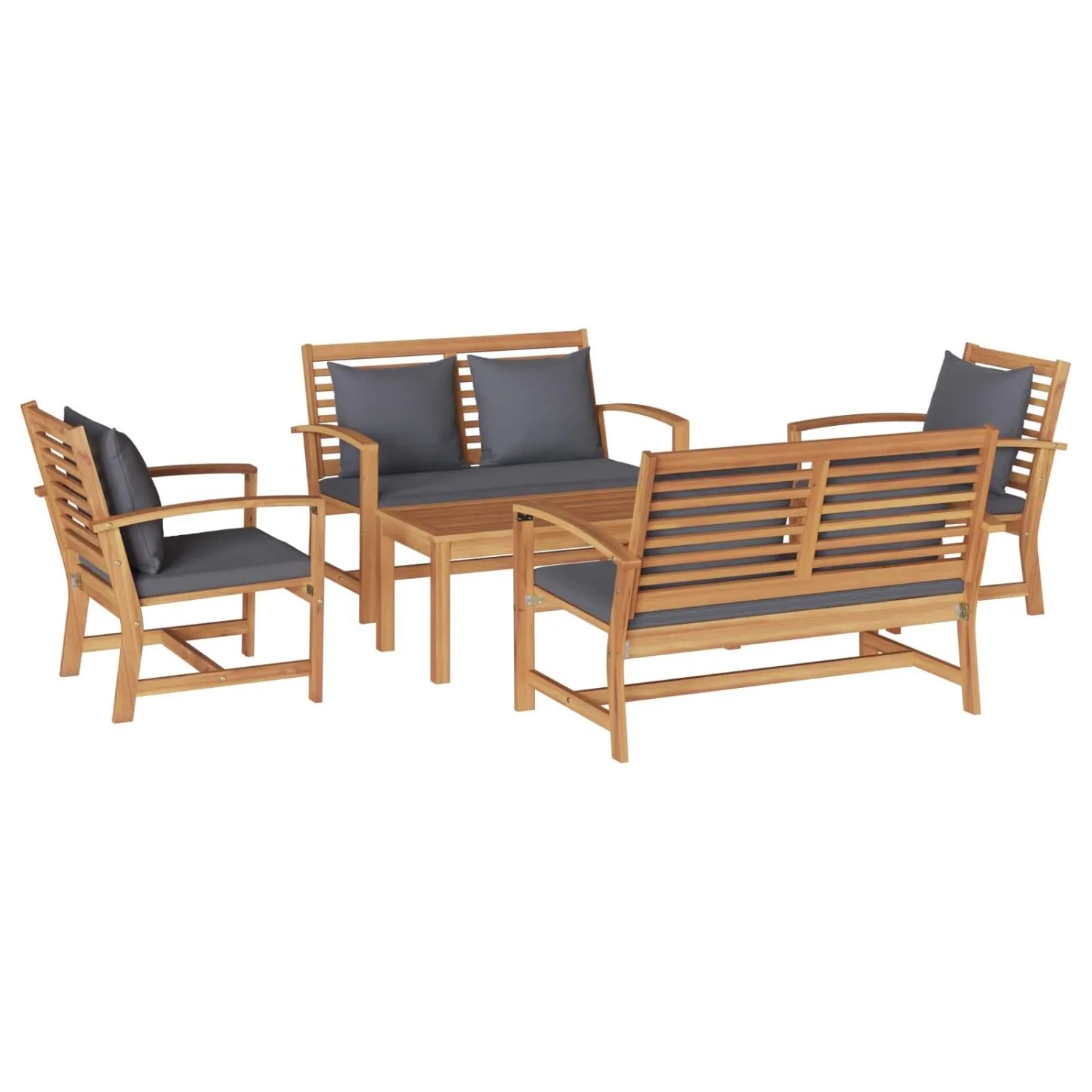 vidaXL Gartensofa-Set 5 Stk Natur Massivholz Teak 3356860