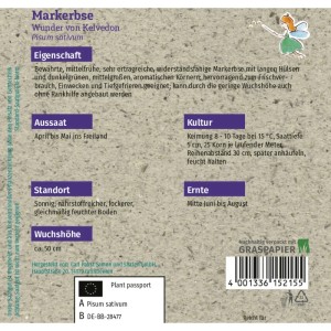 Saatgutpackung Grüne Fee Markerbse Wunder Von Kelvedon. Gemüseanbau im eigenen Garten.