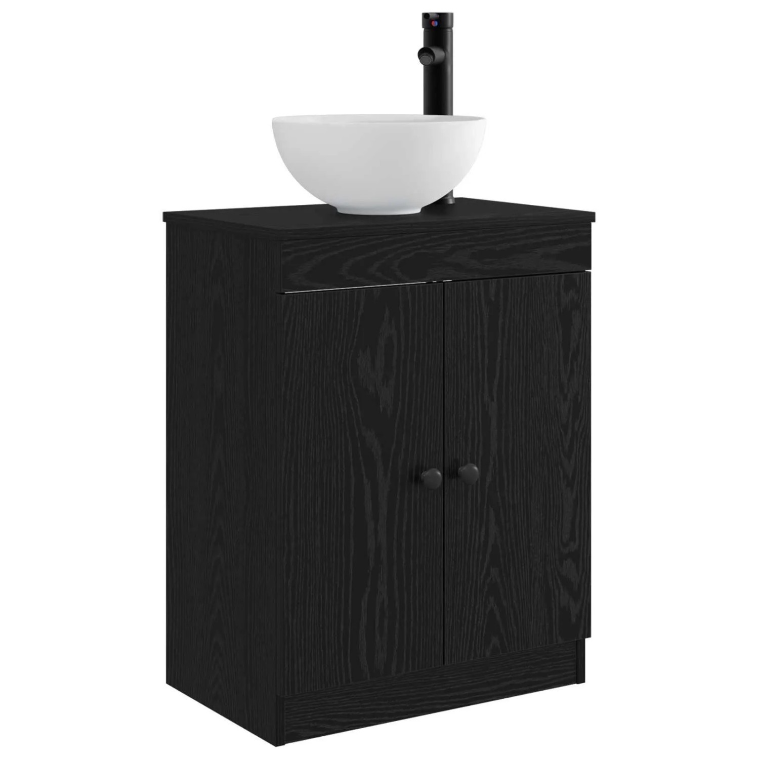 vidaXL Badezimmerschrank mit Waschbecken Schwarz 54 x 35 x 83 cm 890115