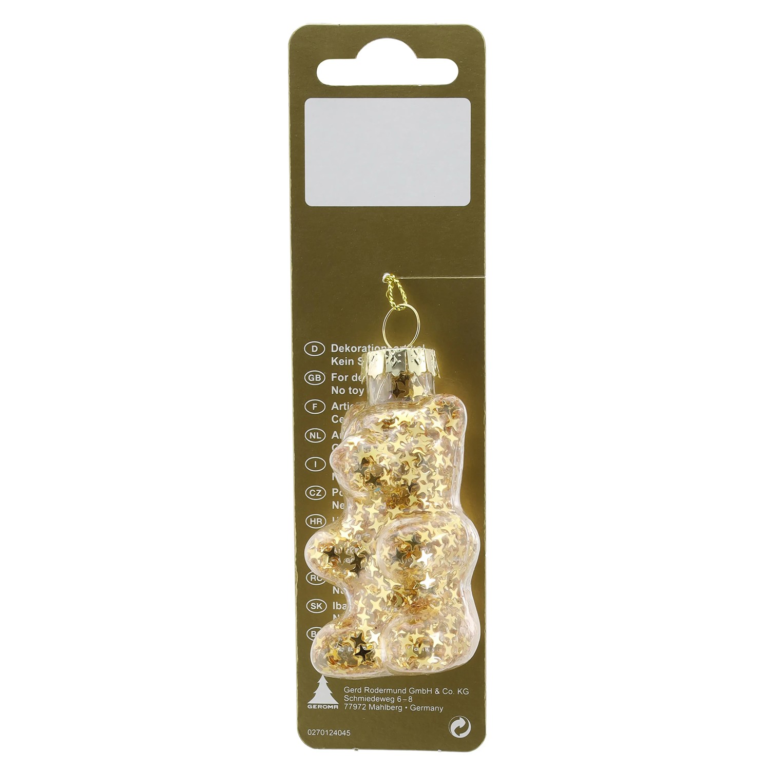 Weihnachts-Deko Bärchen zum Hängen aus Glas 4 cm x 8 cm Gold