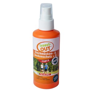 Insect Out Forte Stechmücken- und Zeckenschutz, 100ml Flasche mit Sprühkopf.
