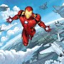 Komar Vliesfototapete: Iron Man im Flug mit Kampfjets vor blauem Himmel und Wolken.