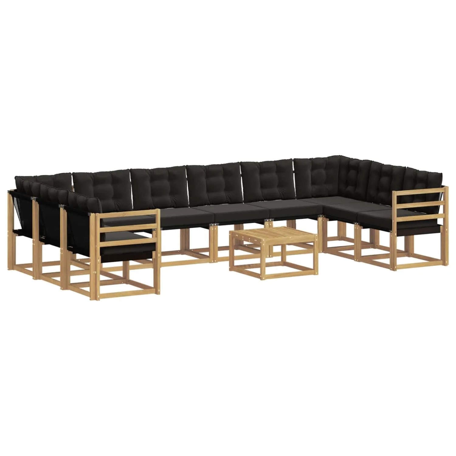 vidaXL Outdoor-Sofagarnitur mit Kissen 11 Stk Weiß und Schwarz 3389922
