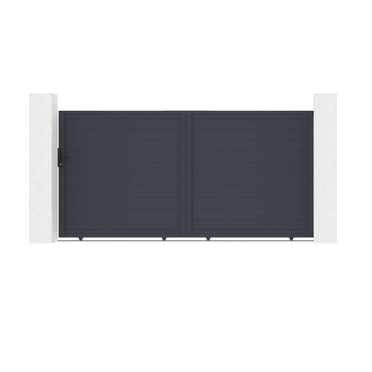 Casanoov Schiebetor Eiger 350x180cm & 2 Pfosten H.190cm Aluminium Grau