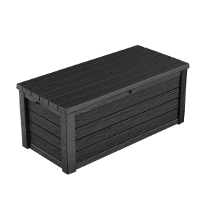 Keter Eastwood Gartenbox 570L in Anthrazit mit Holzoptik. Geräumige Aufbewahrungsbox für Garten, Terrasse und Balkon.