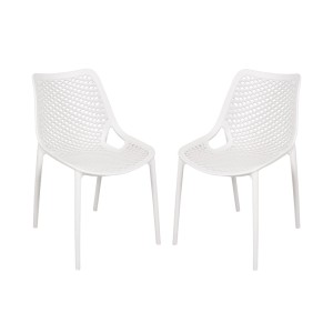 Garden Pleasure Stuhl-Set Teana, 2 weiße Gartenstühle aus Kunststoff, 83x50x60cm.