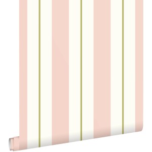 ESTAhome Tapete Streifen Hellrosa und Olivgrün 50 x 900 cm