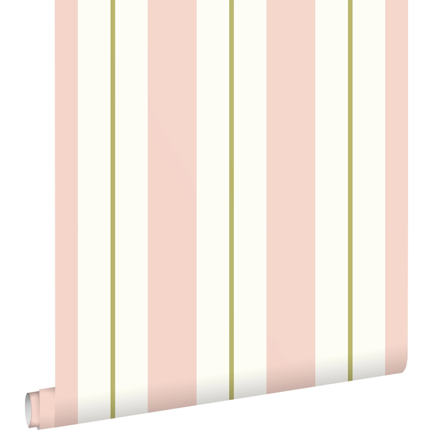 ESTAhome Tapete Streifen Hellrosa und Olivgrün 50 x 900 cm günstig online kaufen