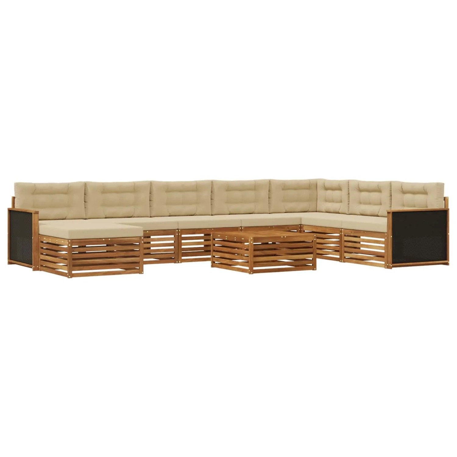 vidaXL Outdoor-Sofagarnitur 9 Stk Natur und Beige Massivholz Akazie 3383736