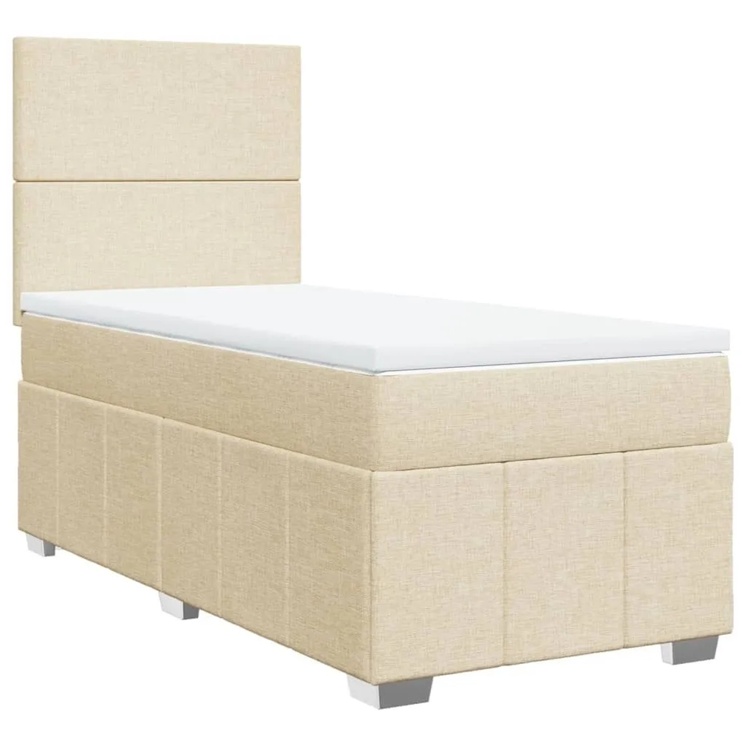 vidaXL Boxspringbett mit Matratze Creme 90x200 cm Stoff 3291549