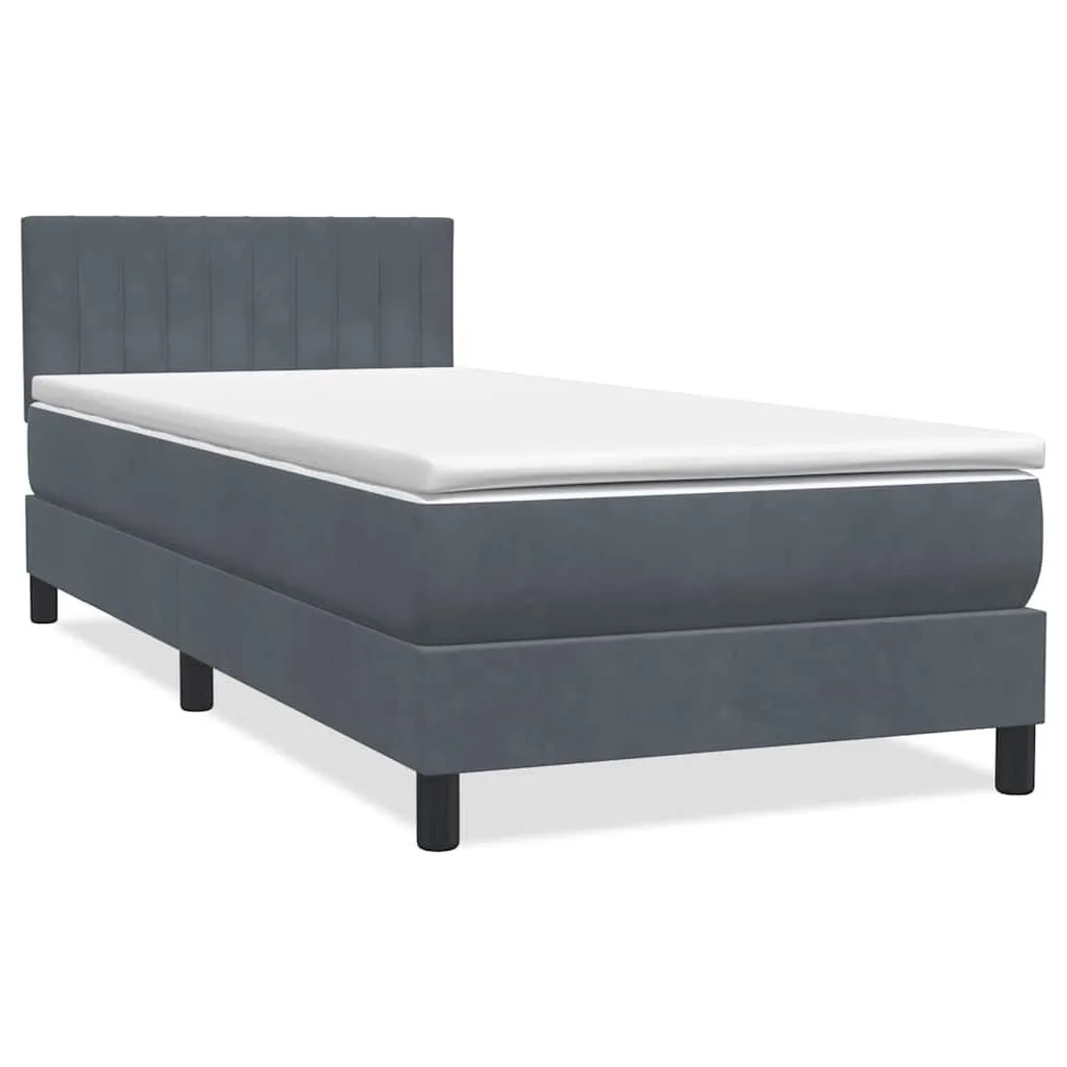 vidaXL Boxspringbett mit Matratze & LED Dunkelgrau 90x210 cm Samt 3317056 günstig online kaufen