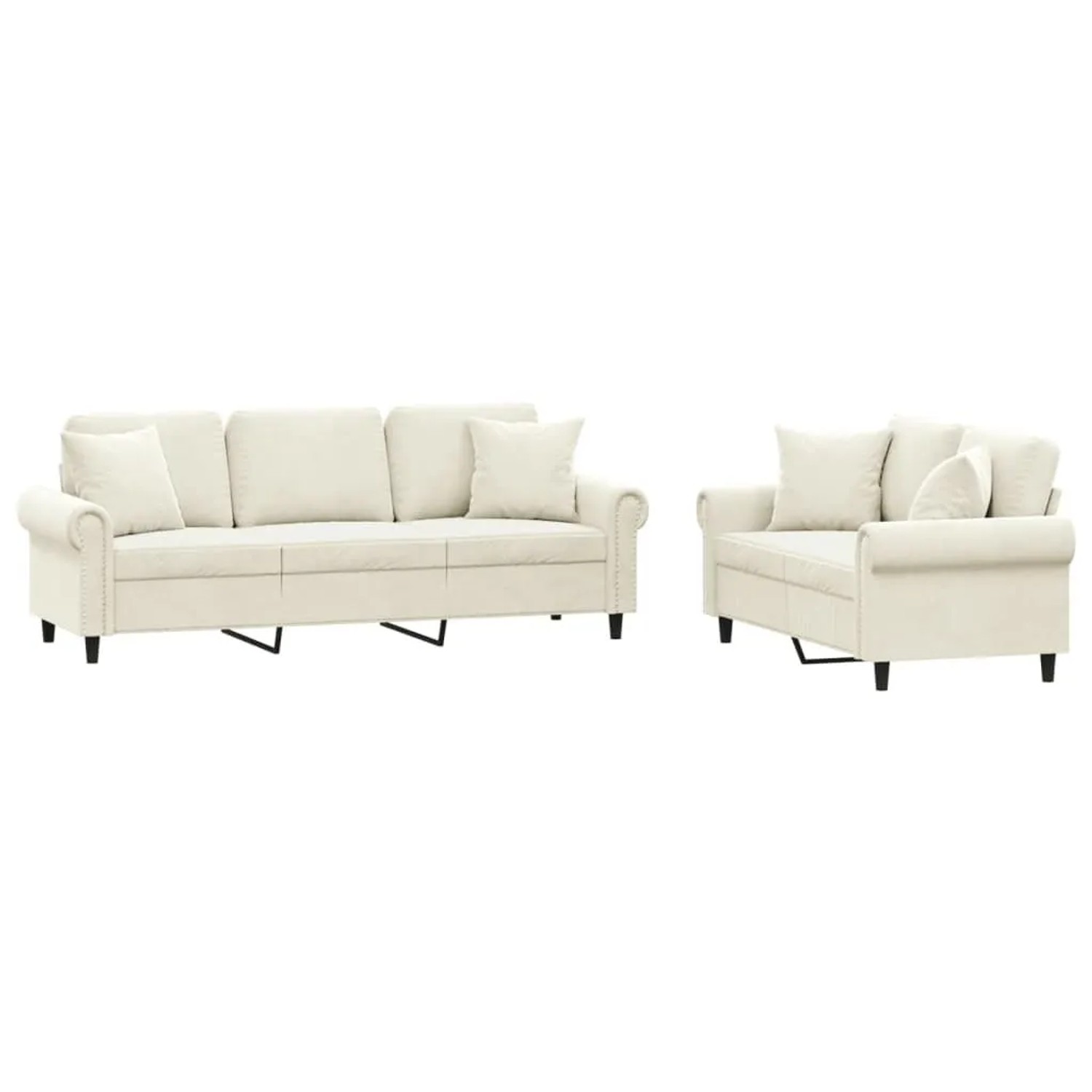 Thumbnail - vidaXL 2-Tlg Sofagarnitur mit Kissen Creme Samt 3202278