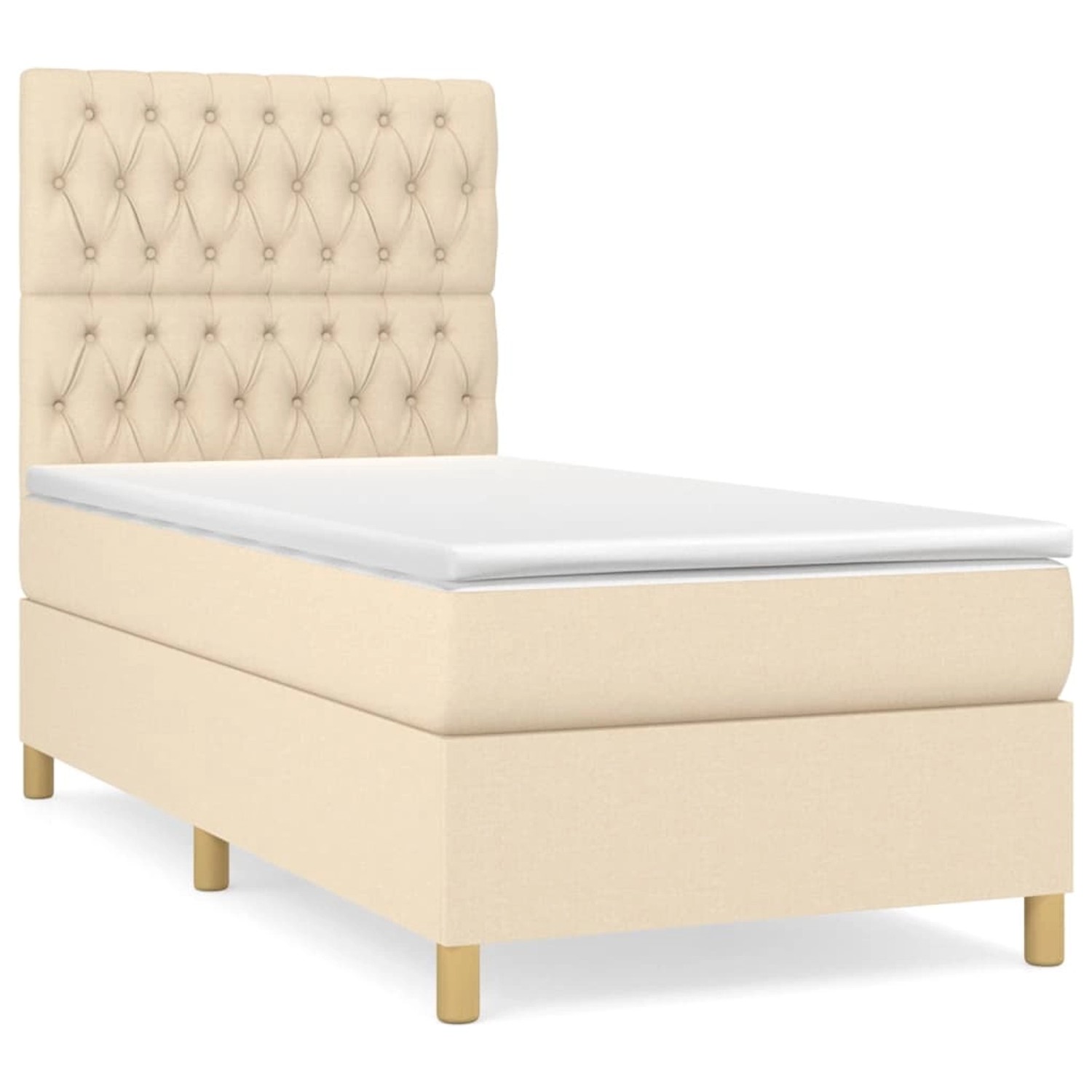 vidaXL Boxspringbett mit Matratze Creme 90x190 cm Stoff1347709 günstig online kaufen