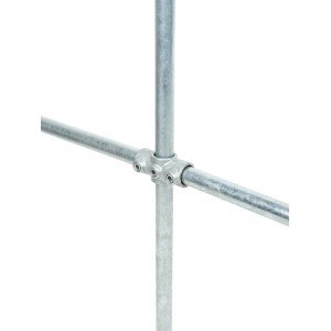 Kreuzstück, silber verzinkt, 90° für Stahlrohr Ø 2,7 cm. Verbinder für Möbelbau im Industrial Style.