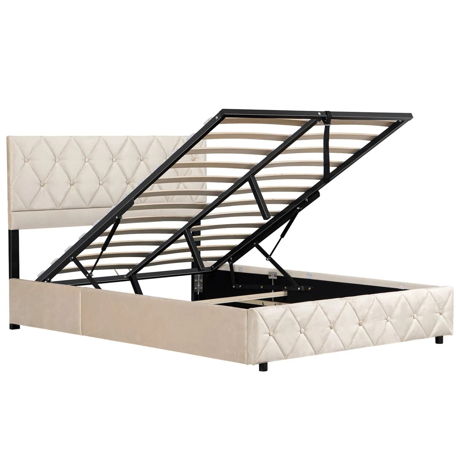 okwish Einzelbett mit Stauraumbett Kopfteil Jugendzimmer 140 x 200 cm Beige
