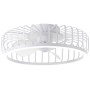 Weiße LED-Deckenleuchte Capo mit Ventilator und Käfig-Design, Durchmesser 48 cm.