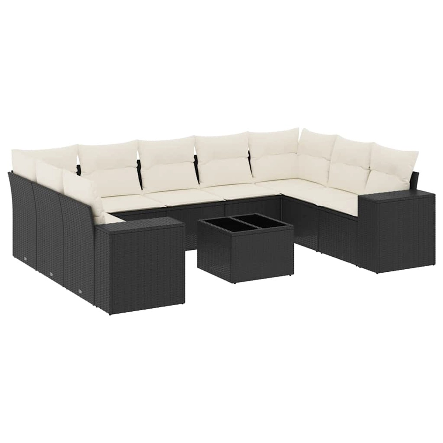 vidaXL 10-Tlg Garten-Sofagarnitur mit Kissen Schwarz Poly Rattan 3255343 günstig online kaufen