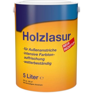 Holzlasur Palisander 5 l Dose, orange-blau, wetterbeständig für Außenholz, intensive Farbtonauffrischung.