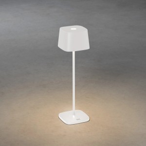 Weiße Konstsmide LED Tischleuchte Capri, 36cm, für Innen & Außen. Dekoleuchte mit Akku.
