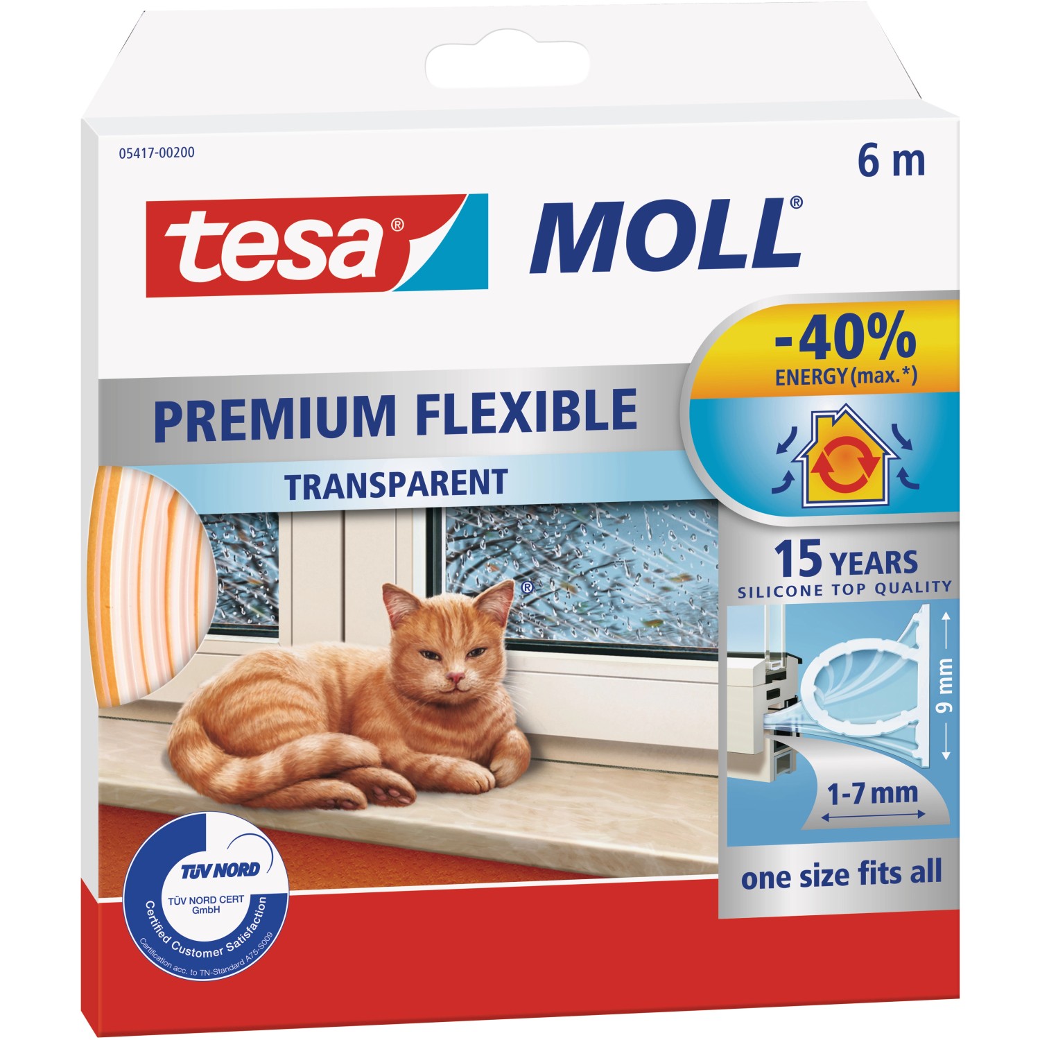 Tesamoll Fensterdichtung / Türdichtung Premium Flexible Transparent