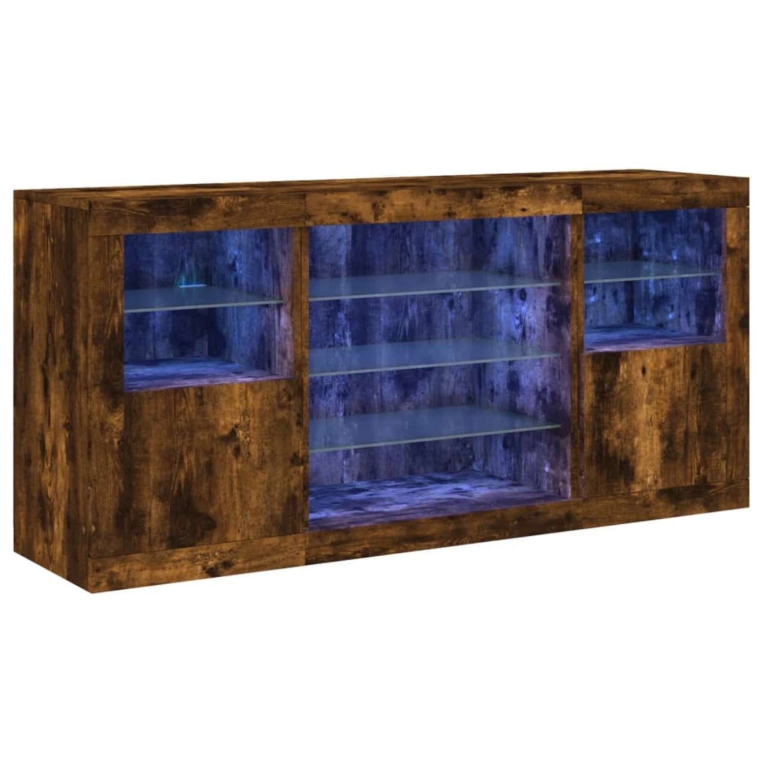 vidaXL Sideboard mit LED-Leuchten Räuchereiche 142,5x37x67 cm 3209090 günstig online kaufen