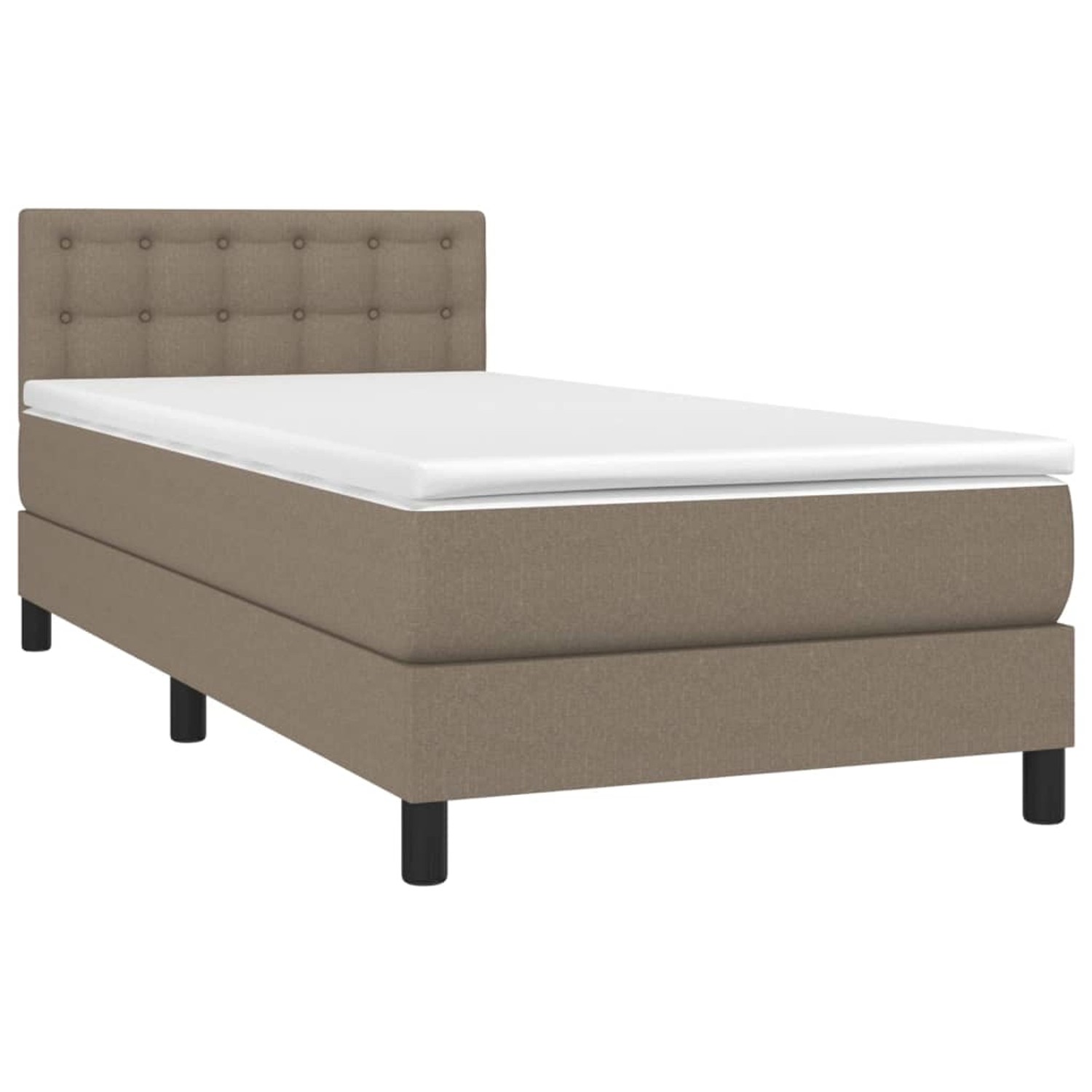vidaXL Boxspringbett mit Matratze & LED Taupe 90x190 cm Stoff 3133441 günstig online kaufen