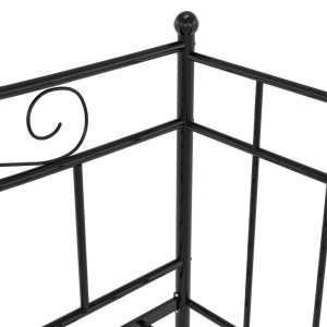 Detailansicht: Schwarzes Metall-Schlafsofa / Bettgestell (90x200 cm) mit dekorativen Elementen.