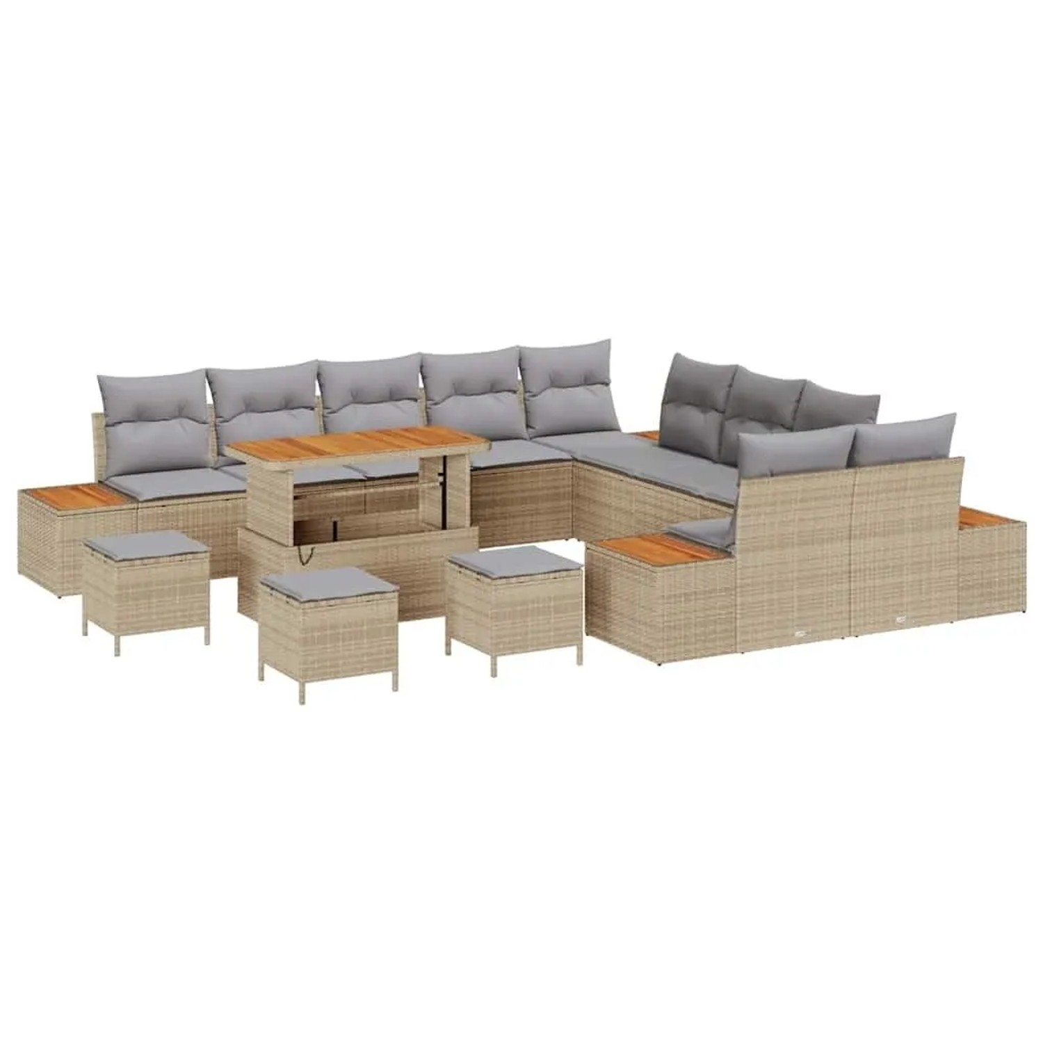 vidaXL Gartensofa-set mit Kissen mit Speicher 14-Tlg Beige Poly-Rattan 3364 günstig online kaufen
