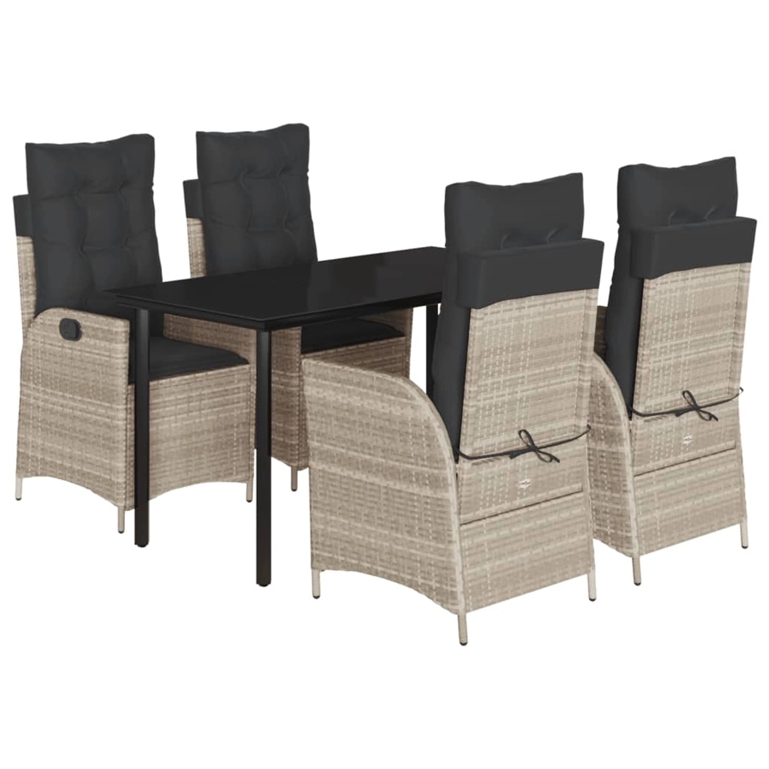 vidaXL 5-Tlg Garten-Essgruppe mit Kissen Hellgrau Poly Rattan 3213287 günstig online kaufen