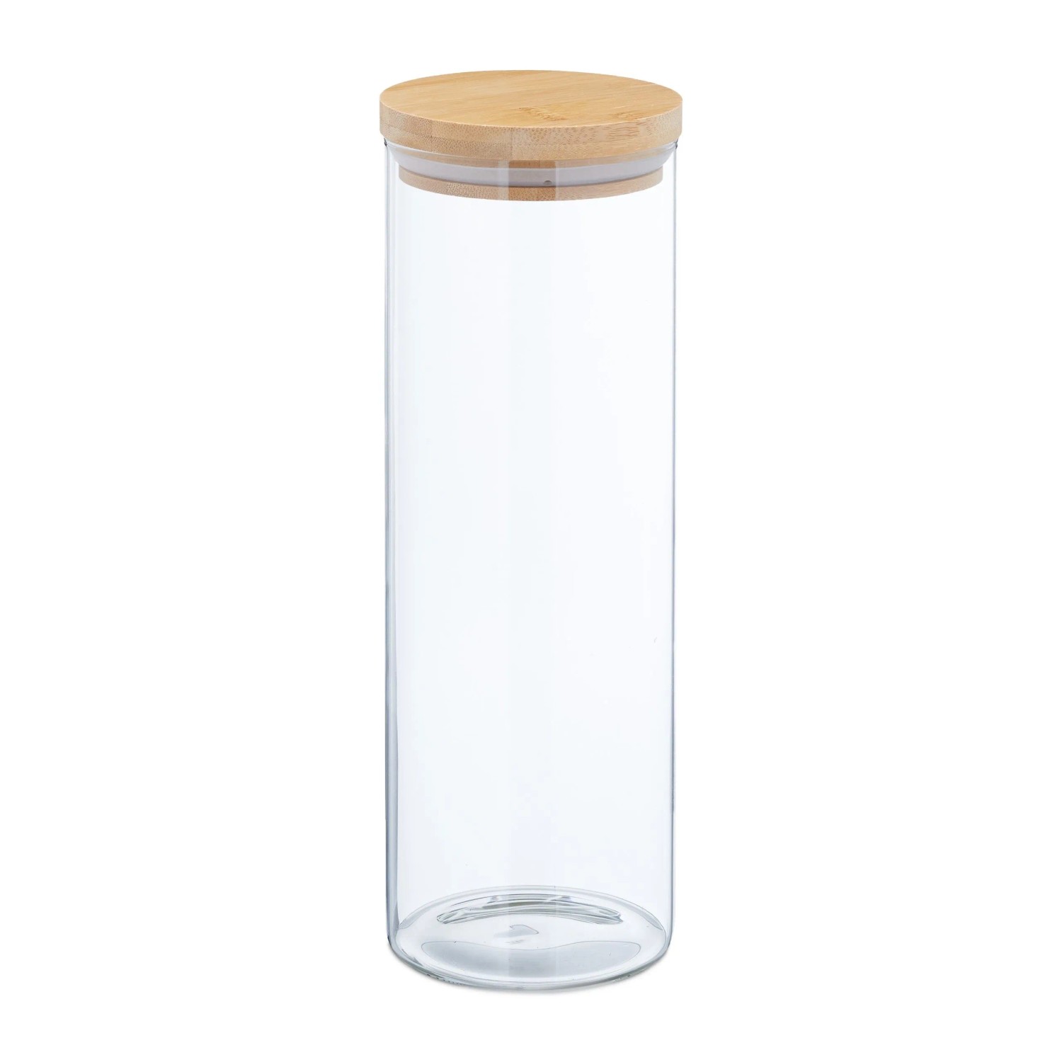 Relaxdays Vorratsgläser 3er Set Glas Bambus Transparent Natur mit Deckel Luftdicht 28 cm x 10 cm