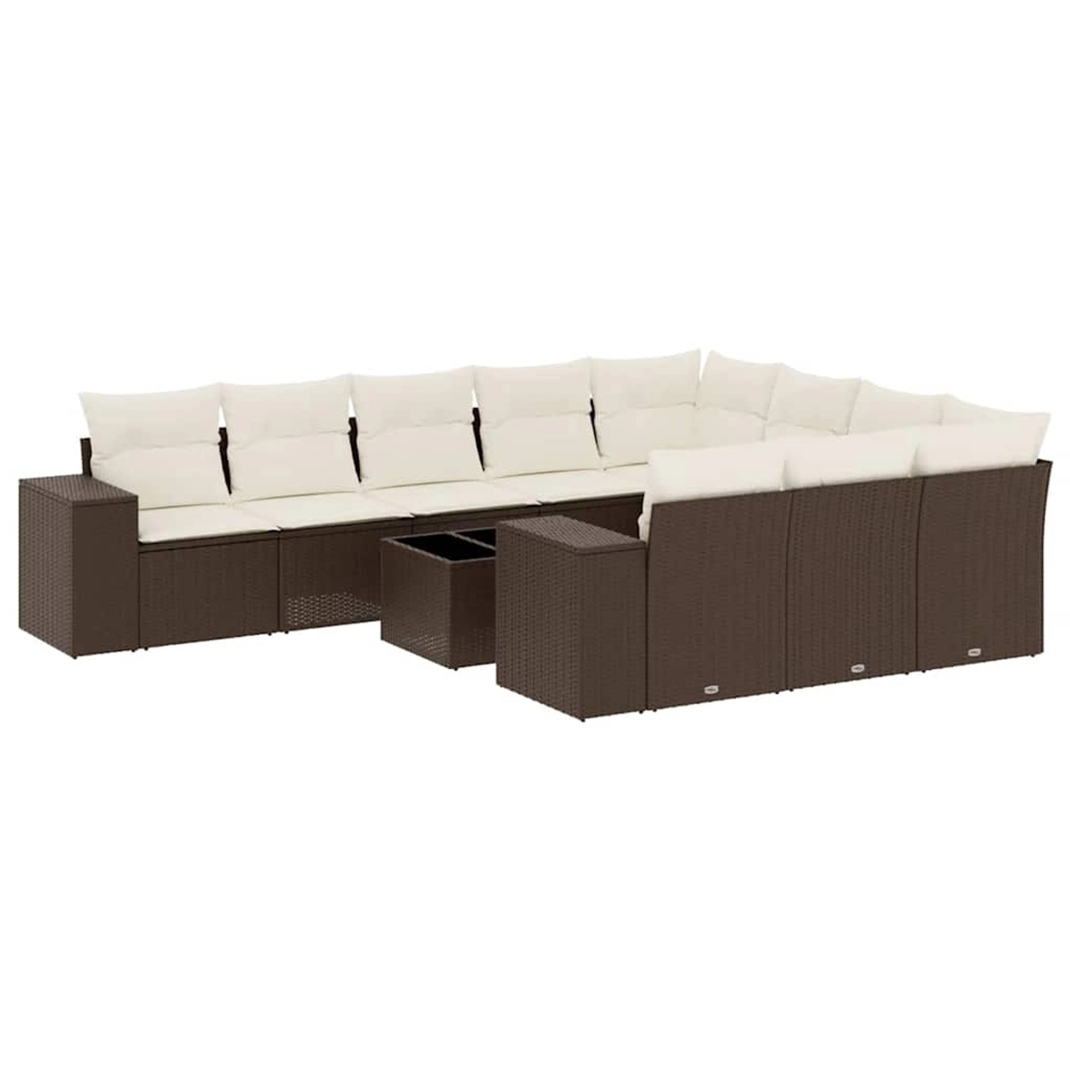 vidaXL 11-Tlg Garten-Sofagarnitur mit Kissen Braun Poly Rattan 3223102 günstig online kaufen