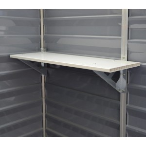 Palram Regal für Skylight Gerätehaus, weißes Kunststoffregal mit Halterung.