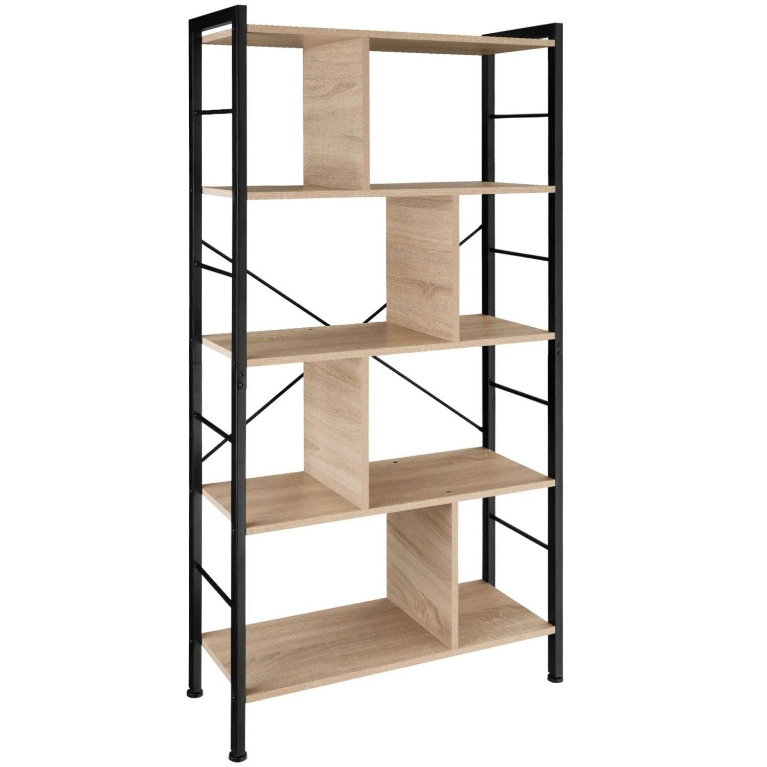 Tectake Regal Charleston Industrial Style Holz und Stahl  75 50 x 30 x 155 cm Industrial Holz Hell  Eiche Sonoma