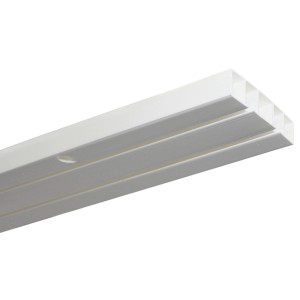 Weiße Gardinia Vorhangschiene Slim Line, 2-läufig, 210 cm lang für Gardinen.