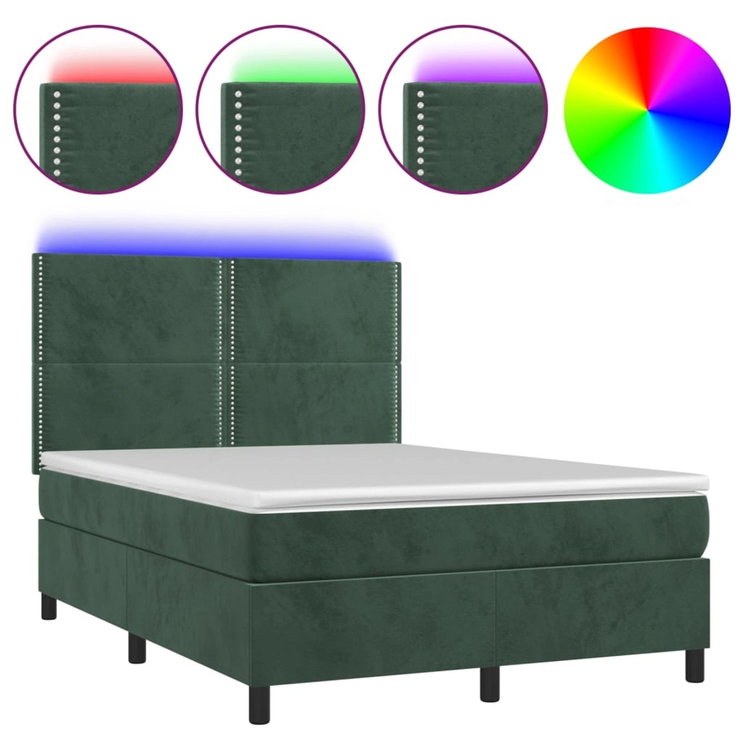 vidaXL Boxspringbett mit Matratze & LED Dunkelgrün 140x200 cm Samt 3136068 günstig online kaufen