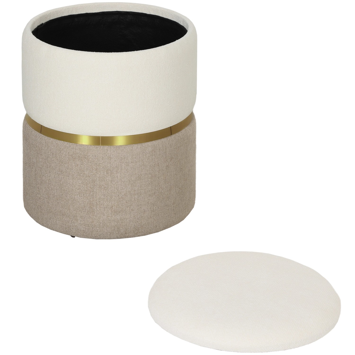 HOMCOM Sitzhocker mit Stauraum Hocker mit Deckel 36 x 36 x 44 cm Cremeweiß