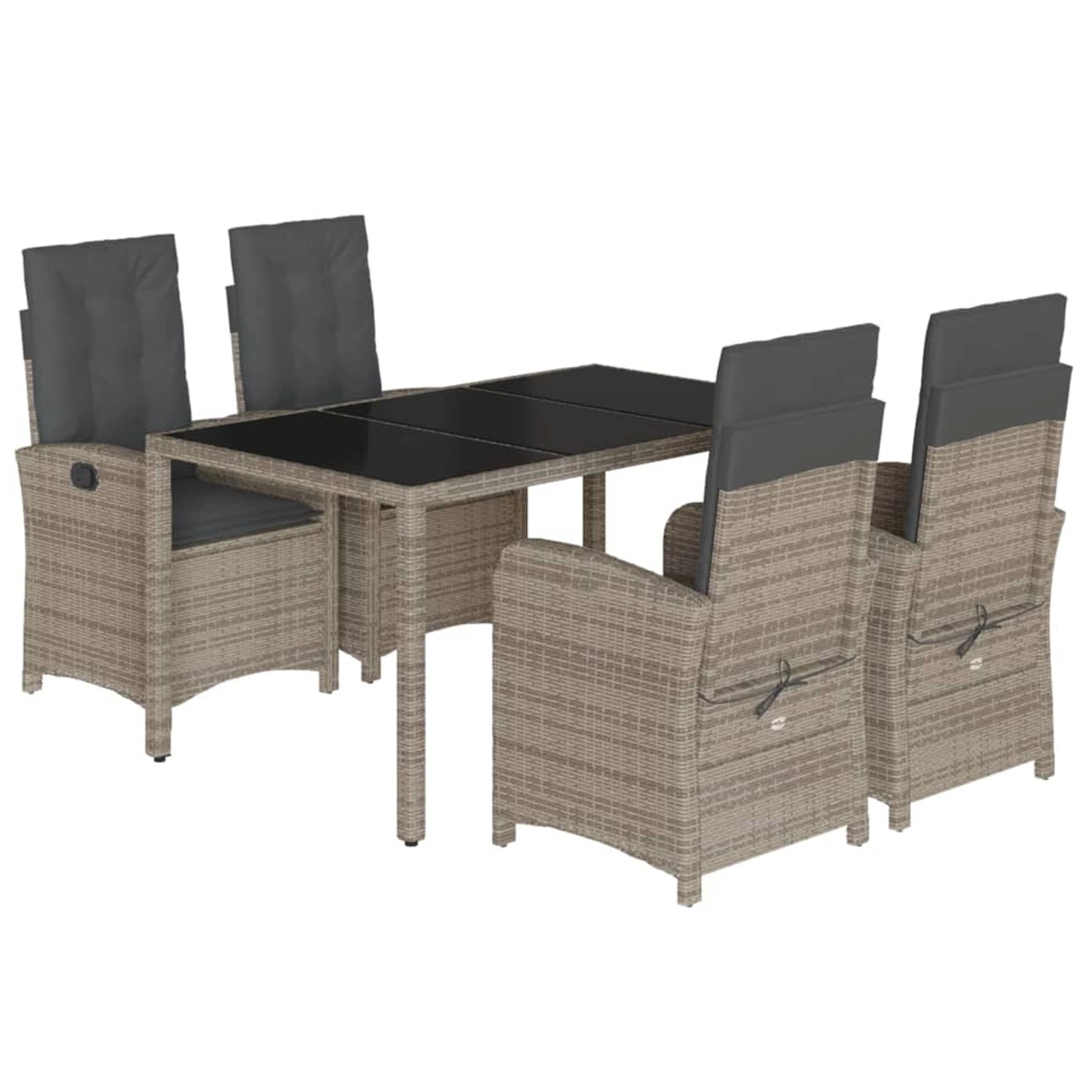 vidaXL 5-Tlg Garten-Essgruppe mit Kissen Grau Poly Rattan 3212215 günstig online kaufen