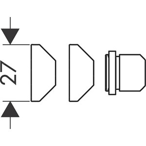Technische Zeichnung des Hansgrohe Raindance Eckmontagesets mit Maßangabe 27 mm.