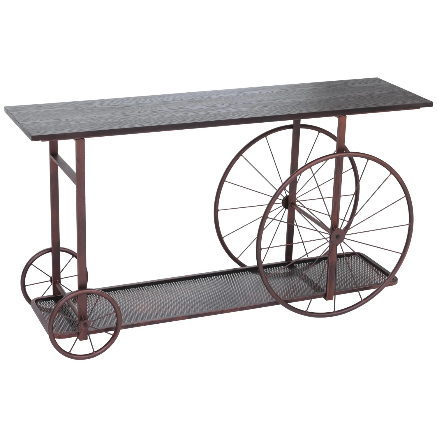 MCW Konsolentisch Q67 Industrial Retro Holz 81x150x40cm Schwarz Metall Kupferfarben