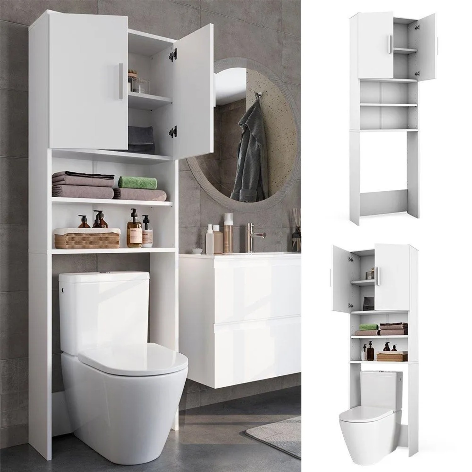 Vicco Toilettenschrank Weiß 64 x 190 x 26 cm Melaminharzbeschichtung kaufen bei OBI